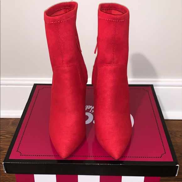 Saks 5th Ave Fiery Red Booties!! (NWOT) - Picture 2 of 4